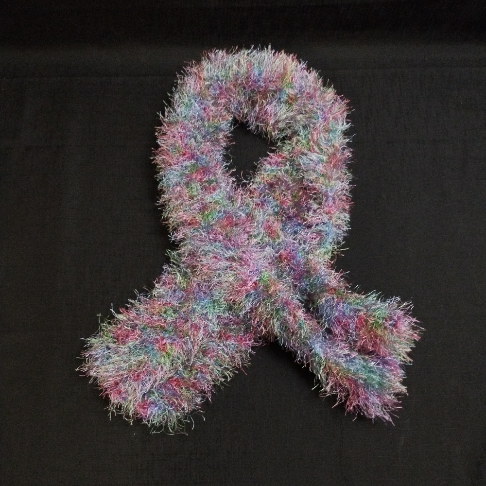 Made By Me! 42x5 Inch Fuzzy Yarn Vibrant Multicolor Knit Scarf "Tropical"
